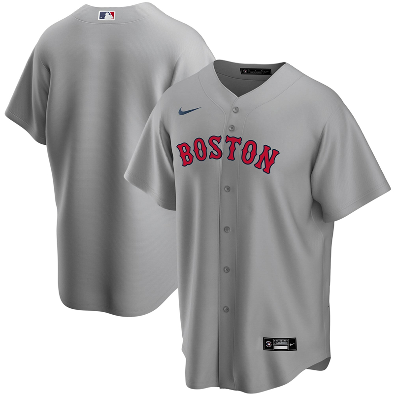 2020 MLB Men Boston Red Sox Nike Gray Road 2020 Replica Jersey 1